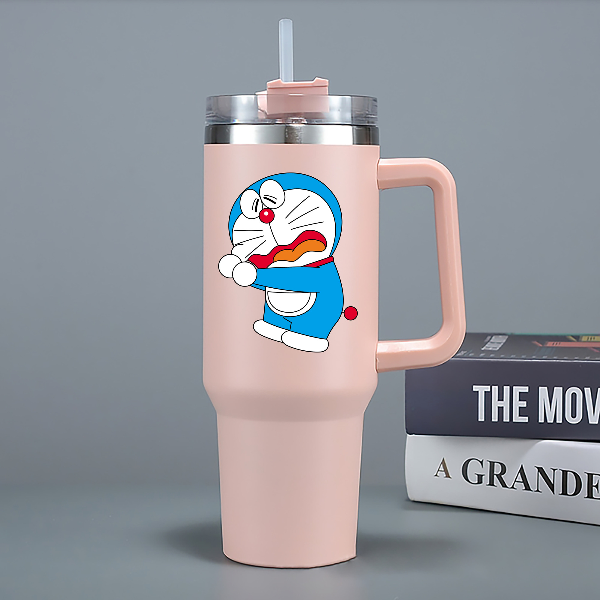 （画像用） ドラえもん Doraemon 1200mL車用タンブラー - クリスタルステッカー（プラスチックストロー付き）